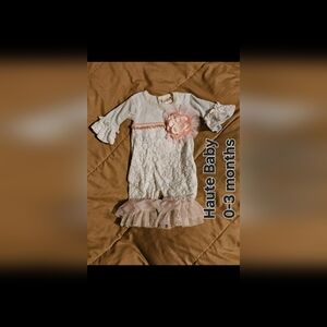 Haute Baby Lace Romper - Cream and Pink